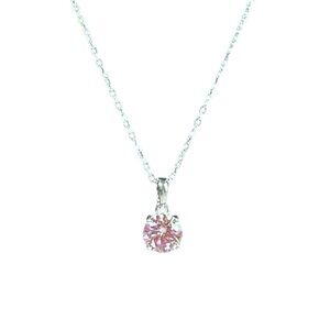 1 CT Round Sakura Pink Moissanite Necklace 925 Silver